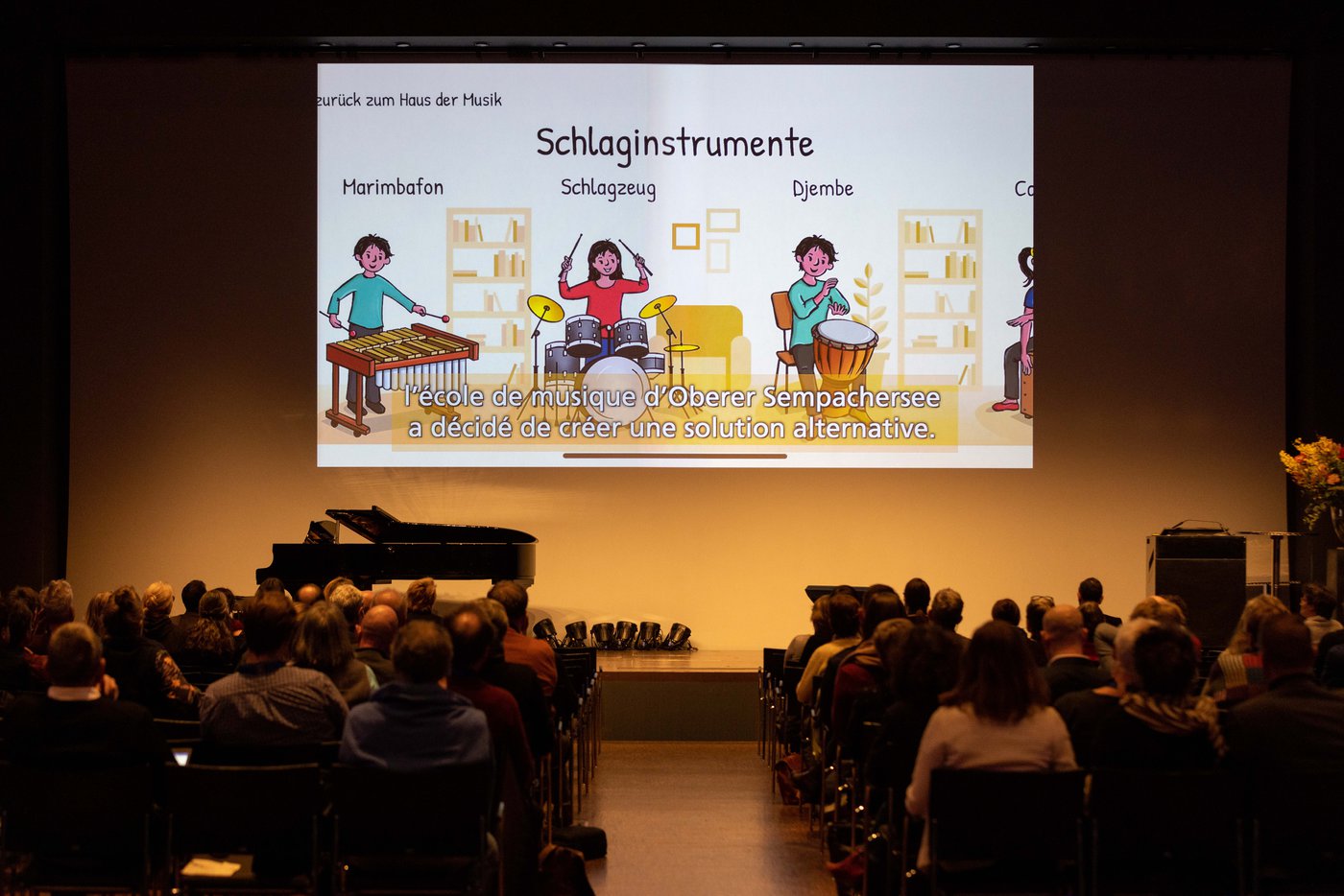 Screenshot aus der App "Instrumentenparcours für das Smartphone" der Musikschule Oberer Sempachersee